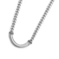 New Collana catena cuban con catena snake piatta centrale Collane