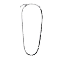 Online Collana catena fish bone con dischetti di onice nera e pietra lavica Collane