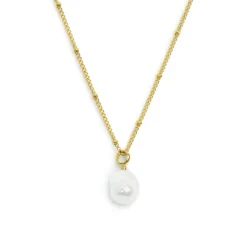Discount Collana catena grumetta con sfere e perla irregolare pendente Collane