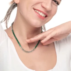 Outlet Collana catena grumetta con tennis cristalli baguette Collane