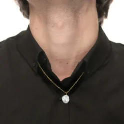 Discount Collana catena grumetta con sfere e perla irregolare pendente Collane