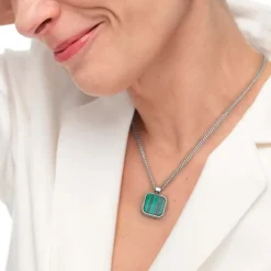 Best Collana catena grumetta con piastrina quadrata pendente Collane