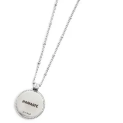 Fashion Collana catena grumetta con piastrina tonda pendente Collane