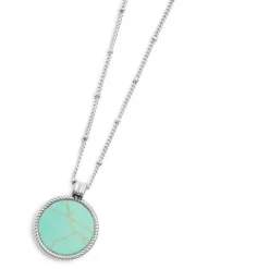 Online Collana catena grumetta con pendente turchese tondo Collane