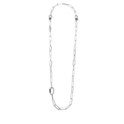 Discount Collana catena maglia larga diamantata con elemento ovale al centro in black oil Collane