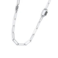 Discount Collana catena maglia larga diamantata con elemento ovale al centro in black oil Collane