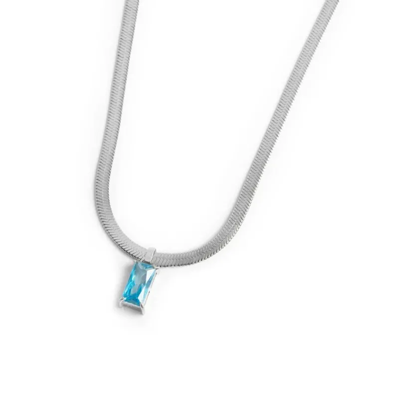 Online Collana catena snake con zircone baguette Collane