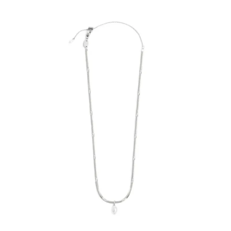 Hot Collana catena snake con perla ovale pendente centrale Collane