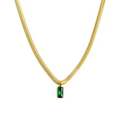 Fashion Collana catena snake cristallo baguette centrale Collane