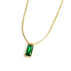 Fashion Collana catena snake quadrata cristallo baguette centrale Collane