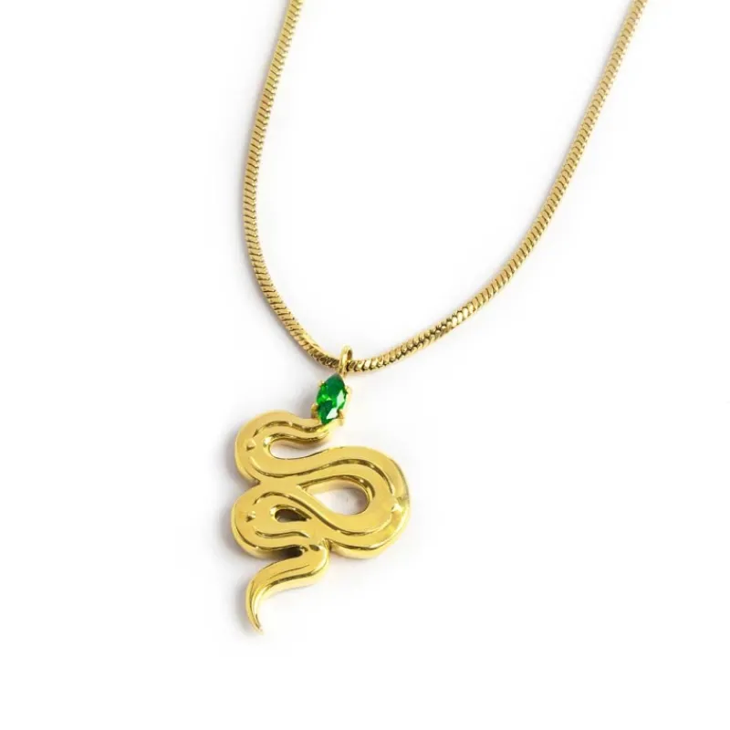 Best Collana catena snake quadrata con serpente pendente Collane