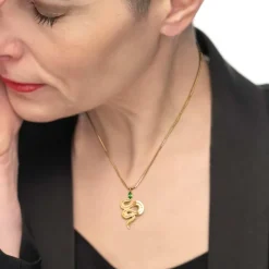 Best Collana catena snake quadrata con serpente pendente Collane