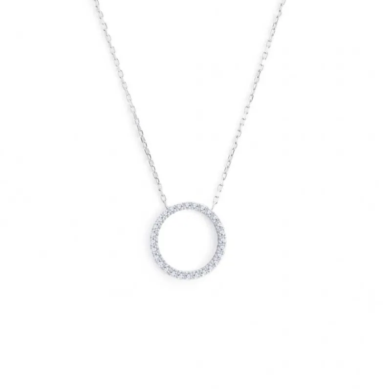 Discount Collana cerchio 1,4cm con zirconi bianchi Collane