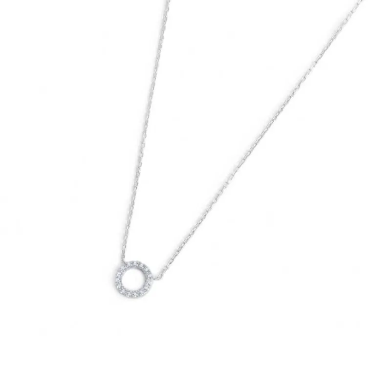 New Collana cerchio 0,8cm con zirconi bianchi Collane