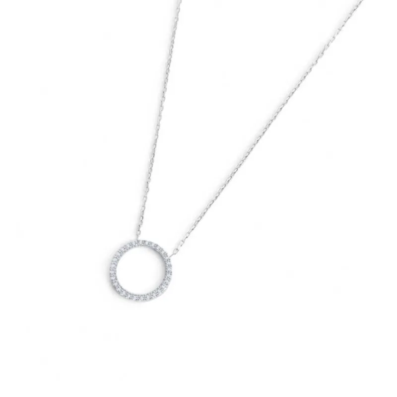 Discount Collana cerchio 1,4cm con zirconi bianchi Collane