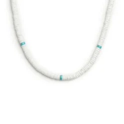 Fashion Collana con dischetti conchiglie bianche e turchesi Collane