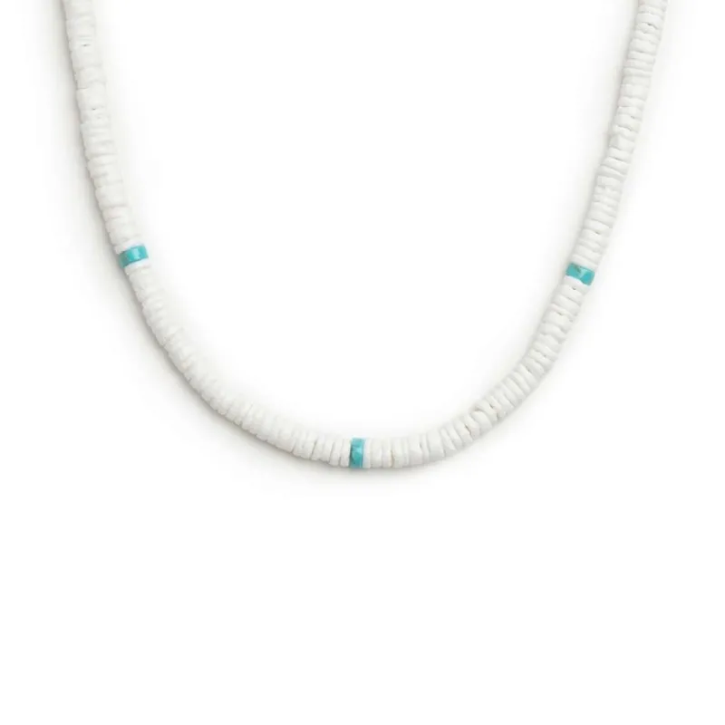 Fashion Collana con dischetti conchiglie bianche e turchesi Collane