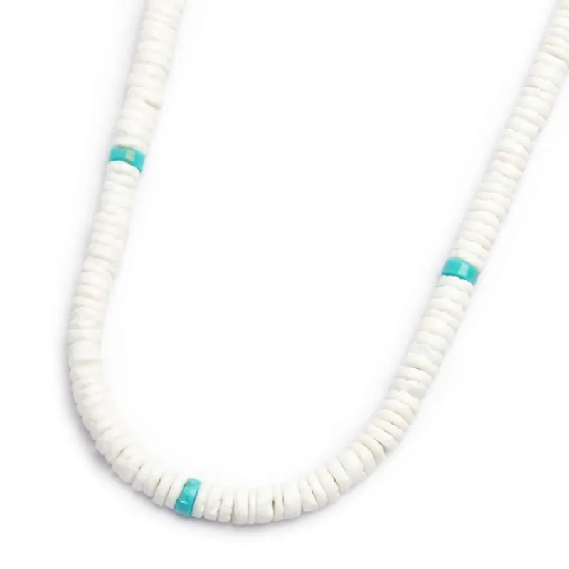 Fashion Collana con dischetti conchiglie bianche e turchesi Collane