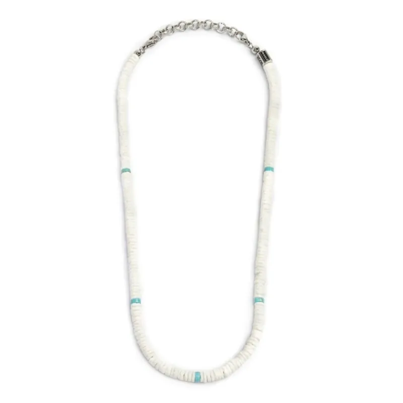 Fashion Collana con dischetti conchiglie bianche e turchesi Collane