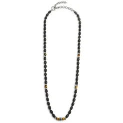 Hot Collana con onice nera ovale e sfere occhio di tigre Collane