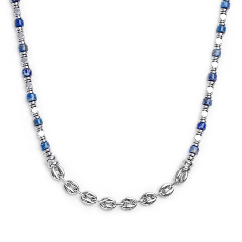 New Collana con rondelle in sodalite ed elementi in ematite Collane