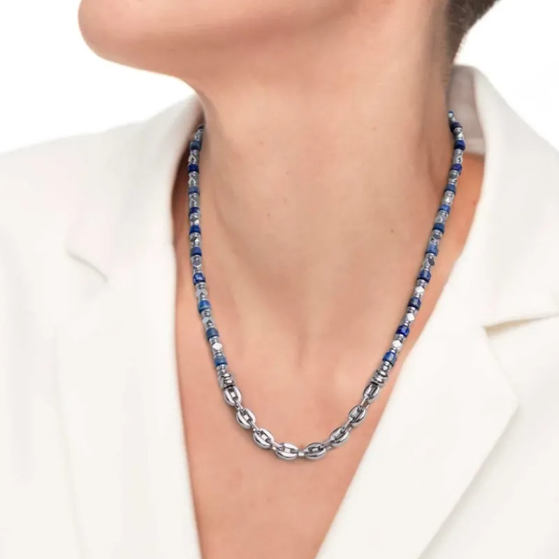 New Collana con rondelle in sodalite ed elementi in ematite Collane