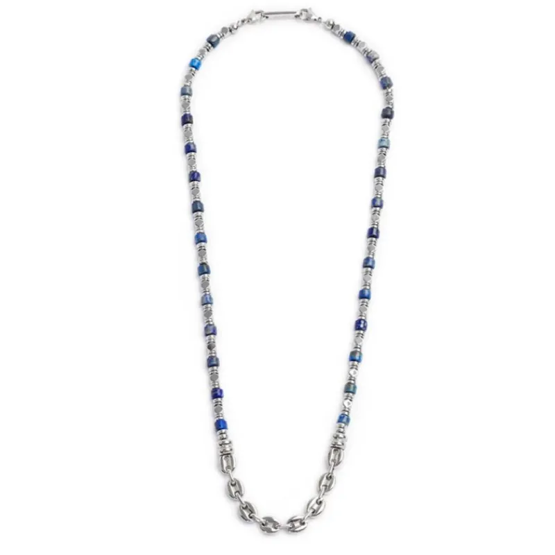 New Collana con rondelle in sodalite ed elementi in ematite Collane