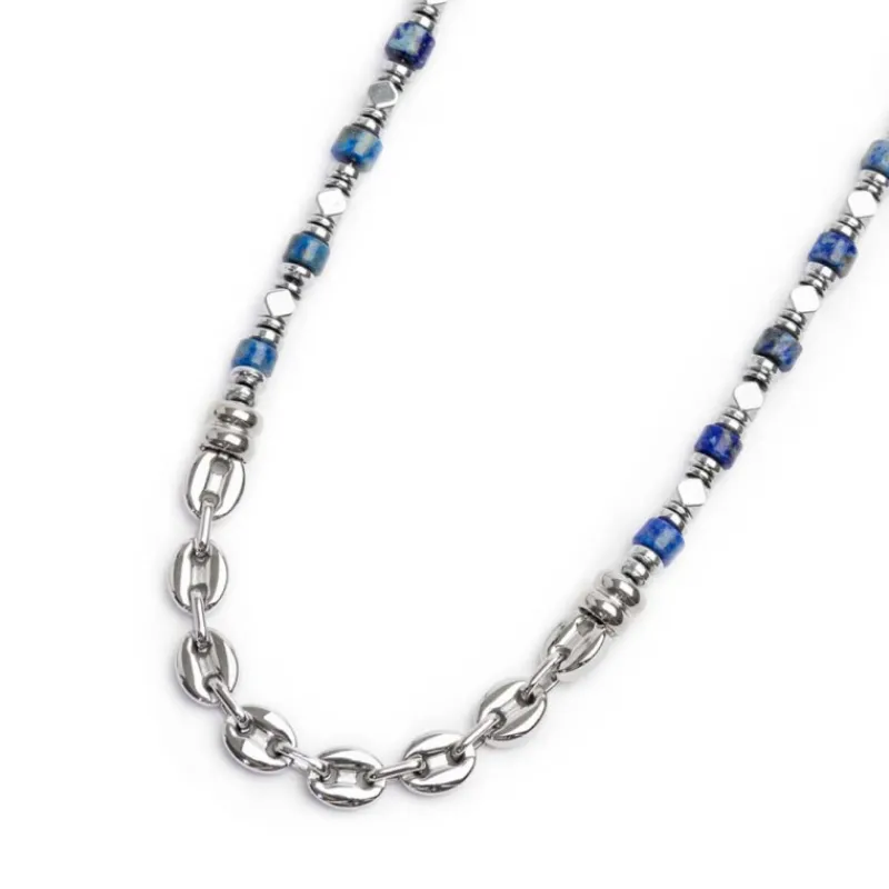 New Collana con rondelle in sodalite ed elementi in ematite Collane