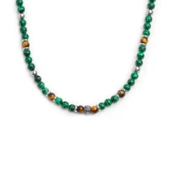 Best Collana con sfere malachite e occhio di tigre Collane