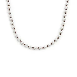 New Collana cordino marrone con perle Collane
