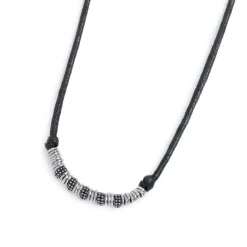 Online Collana cordino strobel elementi in acciaio con trama puntinata in black oil Collane