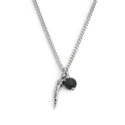 Discount Collana corno pendente e pietra lavica Collane