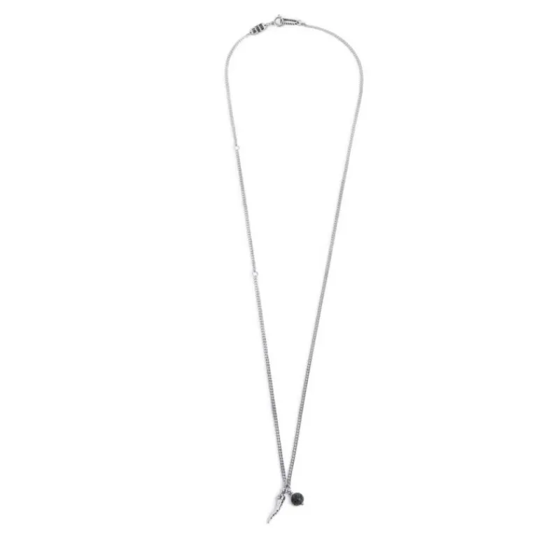 Discount Collana corno pendente e pietra lavica Collane