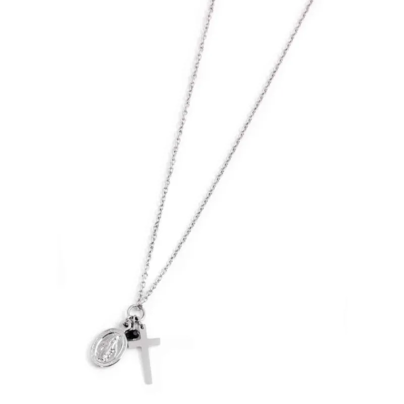 New Collana croce e madonna Collane