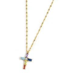 Online Collana croce pendente con cristalli baguette Collane