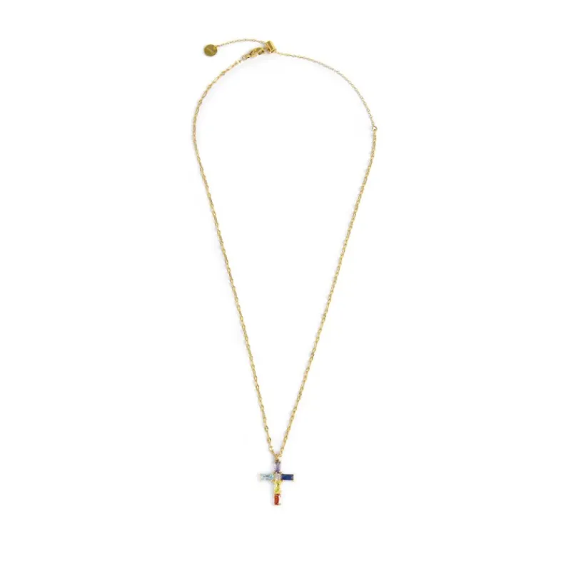 Online Collana croce pendente con cristalli baguette Collane