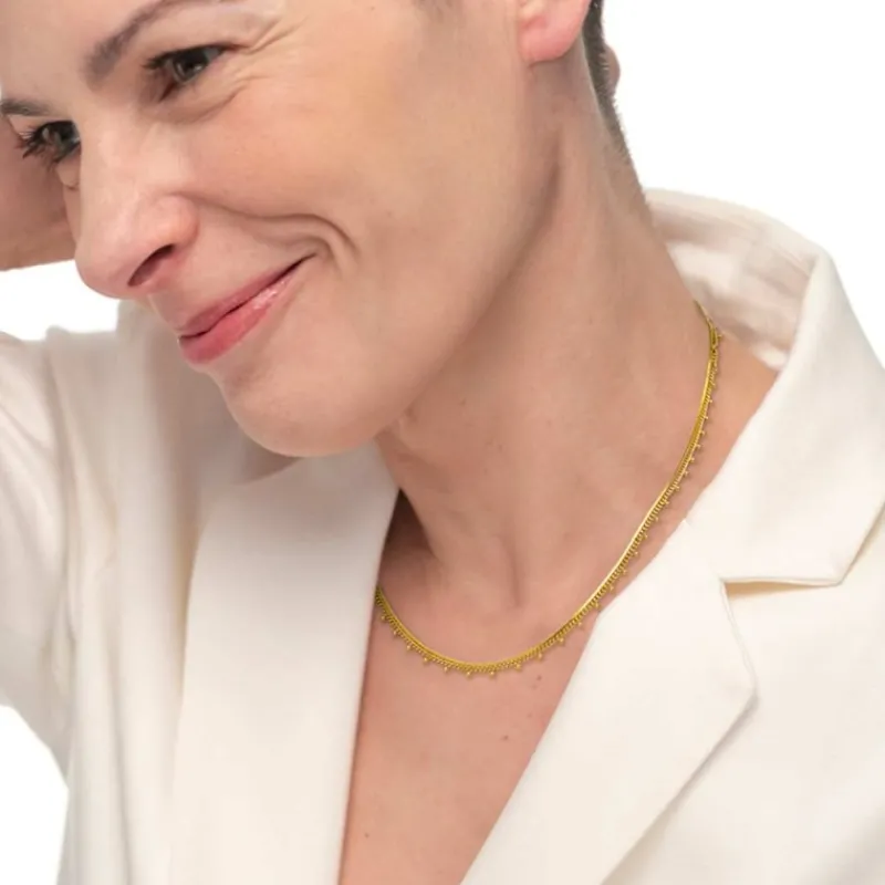 Discount Collana doppia catena snake e grumetta con sfere Collane
