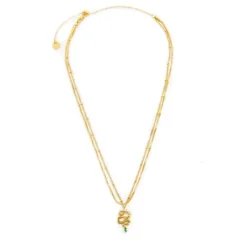 Outlet Collana doppia catena snake quadrata con serpente pendente Collane