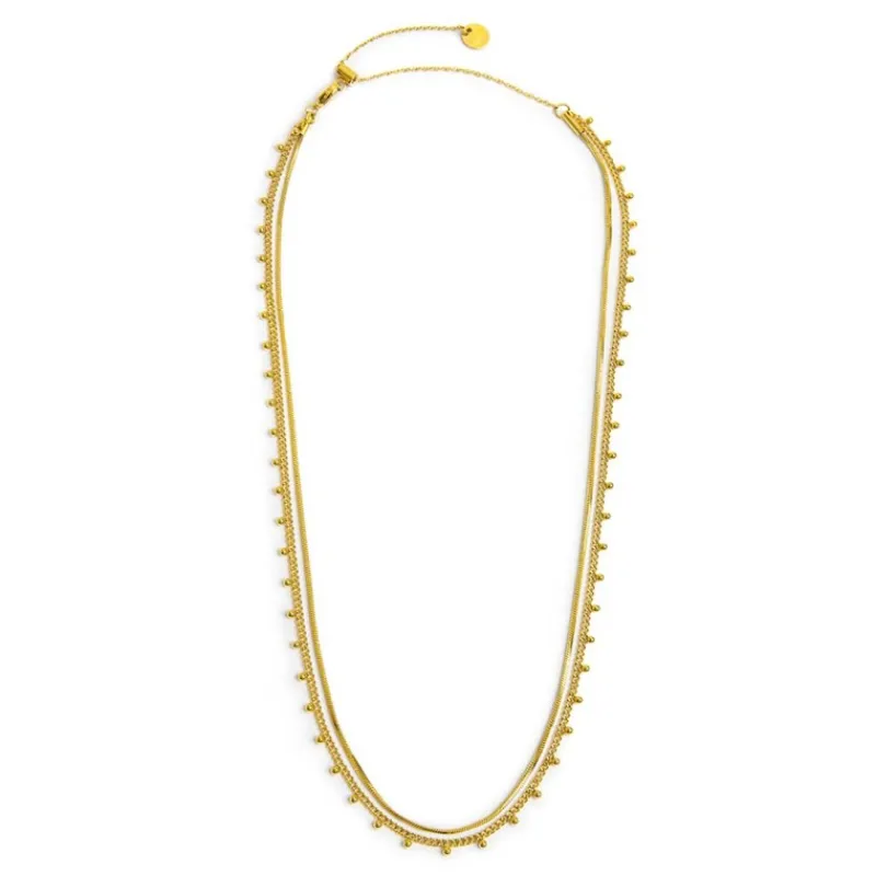 Discount Collana doppia catena snake e grumetta con sfere Collane