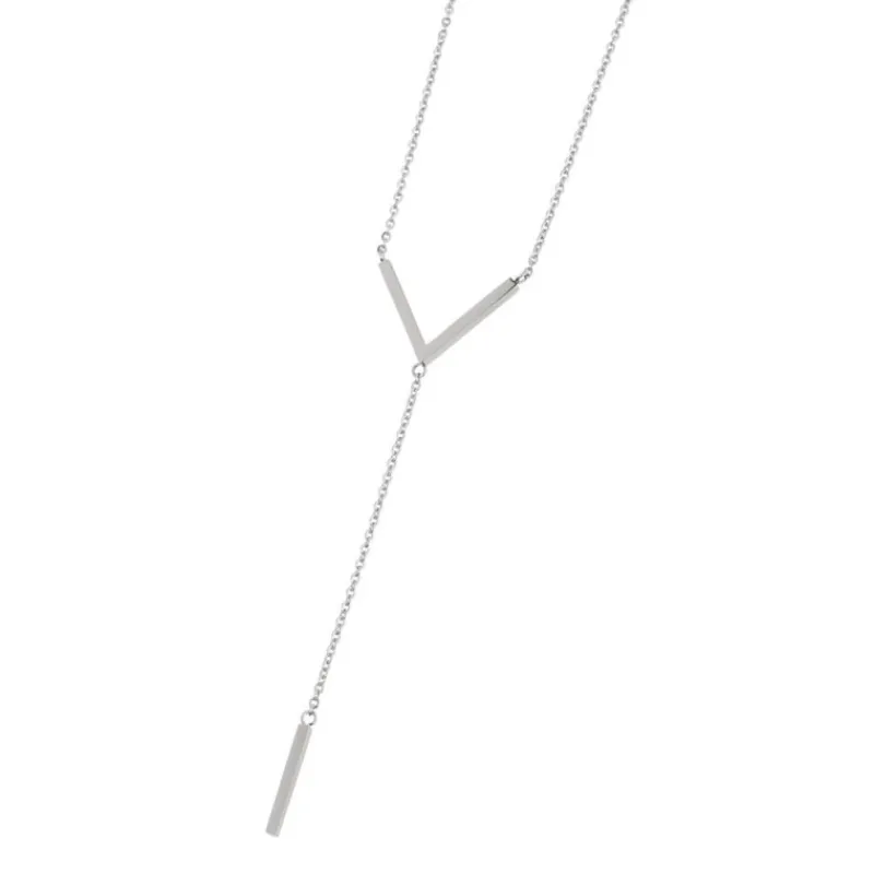 Online COLLANA IN ACCIAIO CON V E BARRETTA Collane