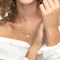 Fashion Collana medaglietta sole pendente con zirconi Collane