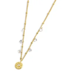 Fashion Collana medaglietta sole pendente con zirconi Collane