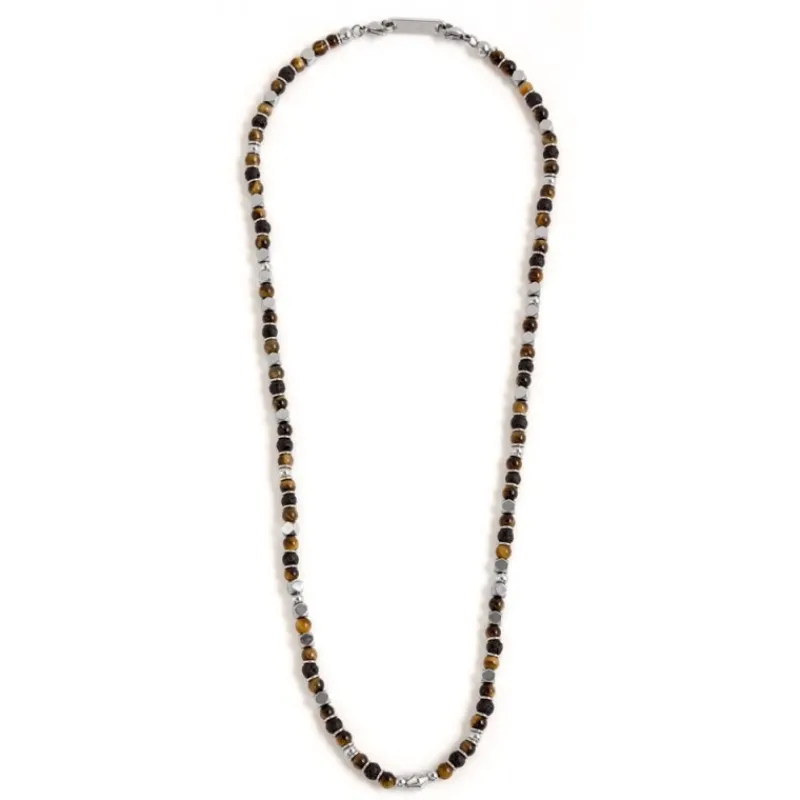 Fashion Collana occhio di tigre e pietra lavica Collane
