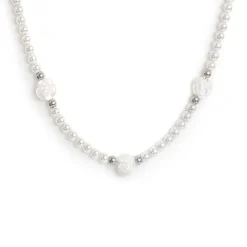 Fashion Collana perle con rosa in madreperla Collane