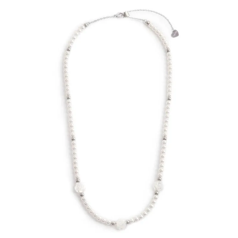 Fashion Collana perle con rosa in madreperla Collane