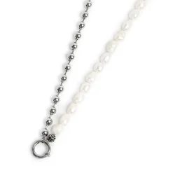 Outlet Collana perle fiume masticate con catena a sfere Collane