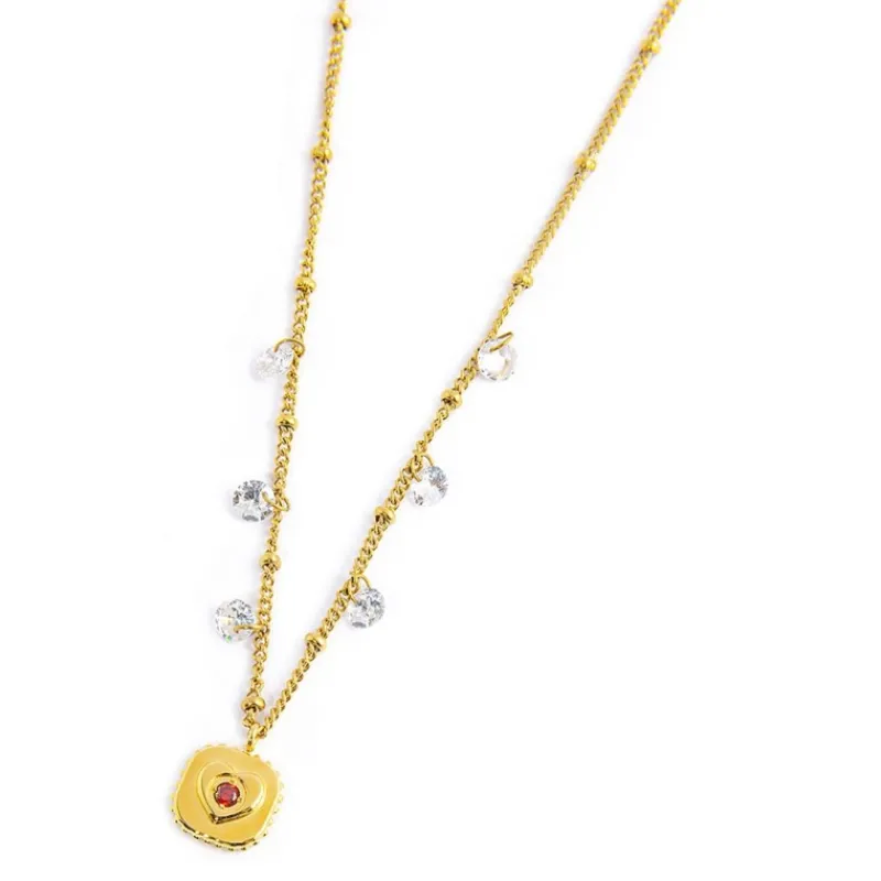 Best Collana piastrina cuore pendente con zirconi Collane