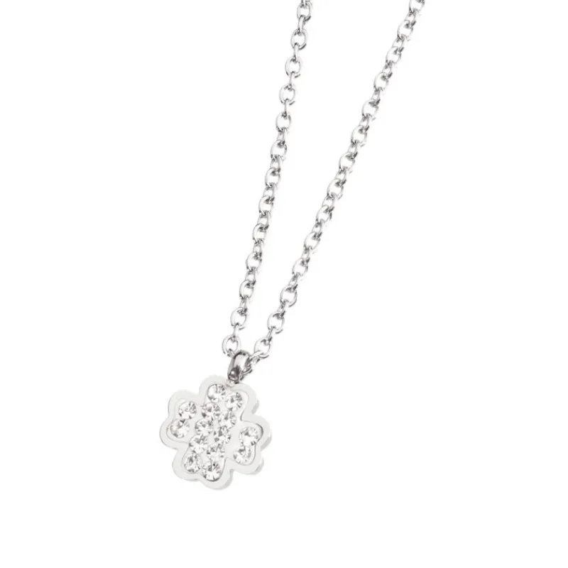 Discount Collana quadrifoglio con cristalli Collane