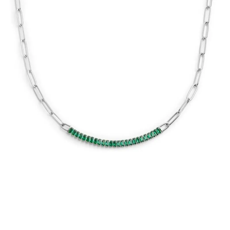 Discount Collana tennis centrale cristalli baguette Collane