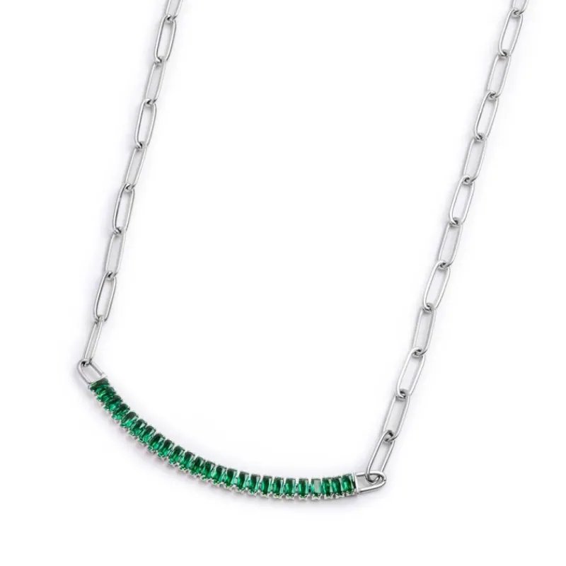 Discount Collana tennis centrale cristalli baguette Collane